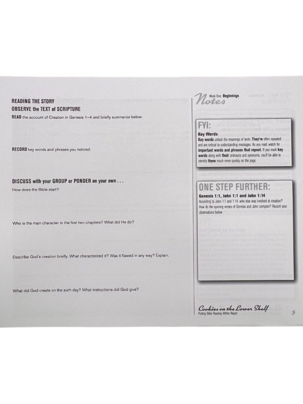 Cookies On The Lower Shelf Part I Genesis-Ruth Spiral-Bound Bible Study Workbook - Picture 9 of 14